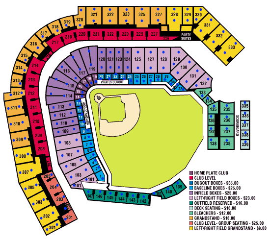 Pirates Seating Chart With Seat Numbers | Elcho Table